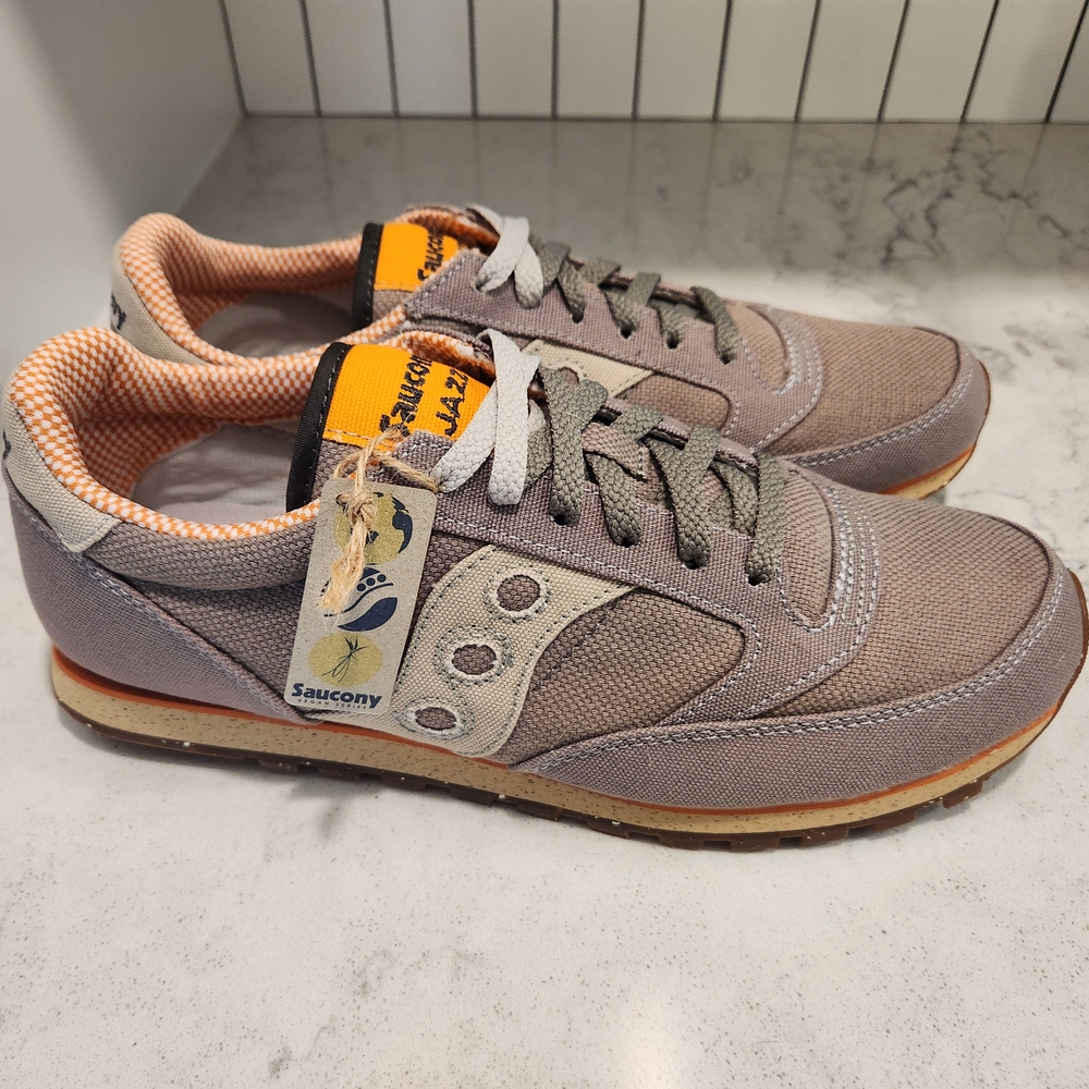 Saucony Orange and Gray Sneakers with Retro Design